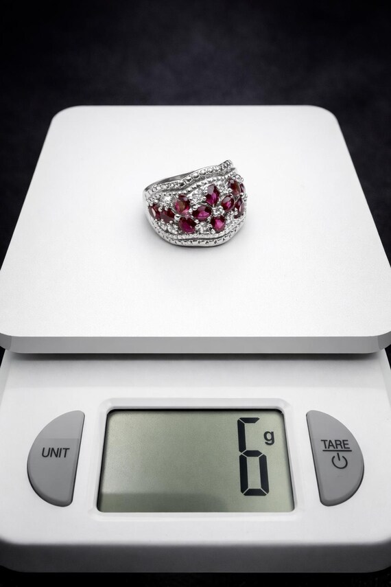 Vintage Style Sterling Silver Grape Garnet Ring |… - image 6