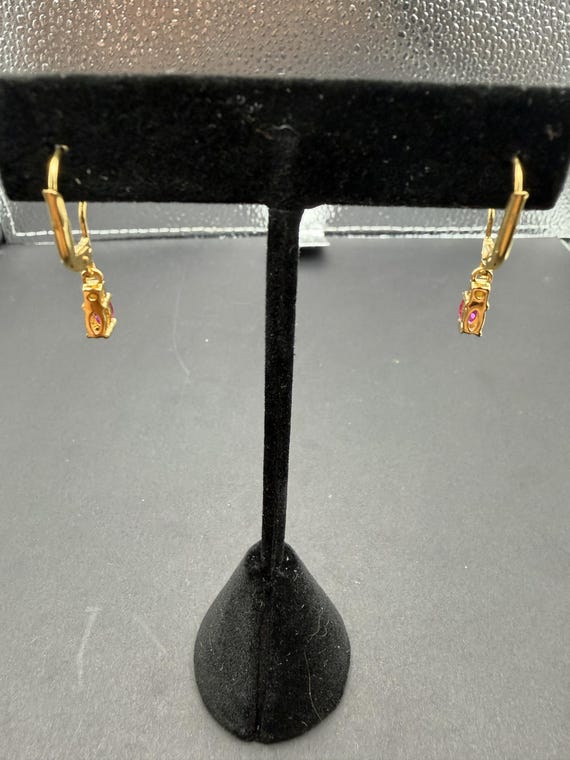 Lab Created Ruby Dangle Earrings – 0.40 CTW – Ste… - image 3