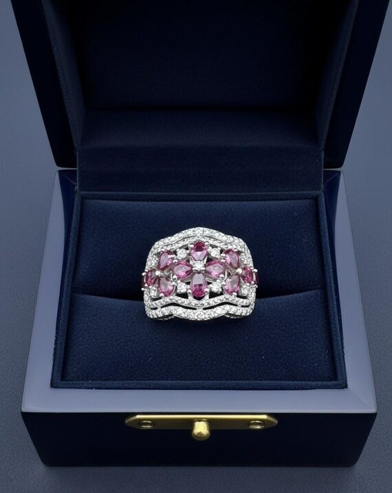 Vintage Style Sterling Silver Grape Garnet Ring |… - image 4