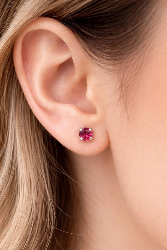 Petite Ruby Stud Earrings | Sterling Silver, .20 … - image 3