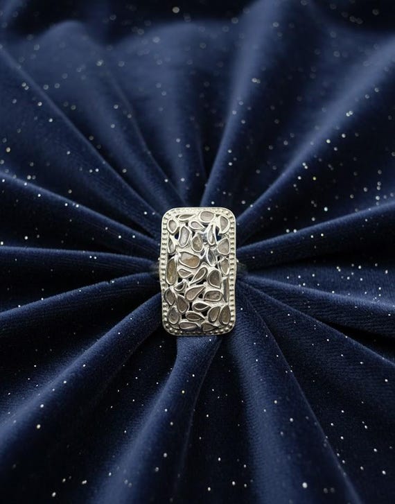 Freeform Diamond Sterling Silver Statement Ring |… - image 9