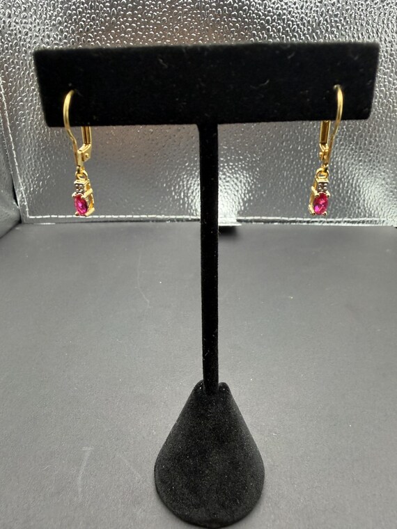 Lab Created Ruby Dangle Earrings – 0.40 CTW – Ste… - image 2