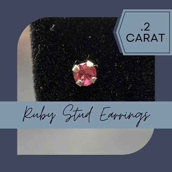 Ruby Stud Earrings | .20 CTW Natural Ruby Studs |… - image 1