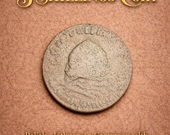 1755 Poland 3 Shillings Copper Coin, August III, Commonwealth Antique Currency