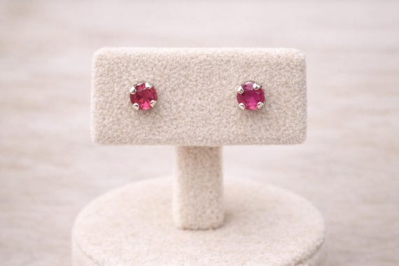 Petite Ruby Stud Earrings | Sterling Silver, .20 … - image 2