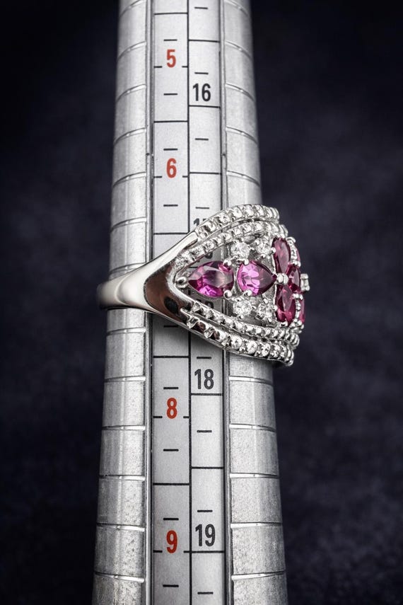 Vintage Style Sterling Silver Grape Garnet Ring |… - image 5