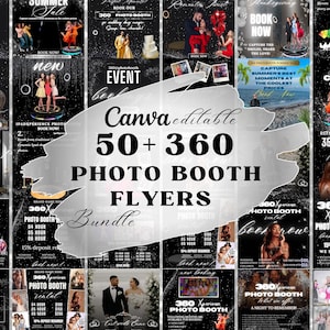 360 Photo Booth Flyers Bundle. 360 Photo Booth Rental Flyer, Bundle Of 50, 360 Booth flyer, Photo Booth Social Media Posts, Canva Template