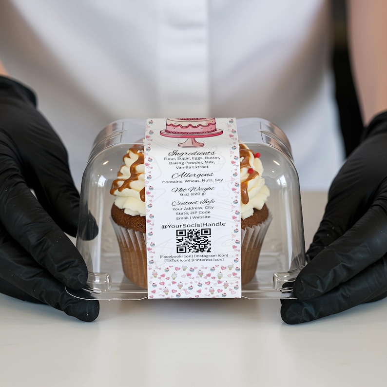 Mini Cake Tin Label, Editable Bakery Label, DIY Bakery Label, Small ...