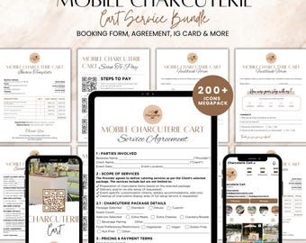 Mobile Charcuterie Warenkorb Bundle, Event Vendor Vertragsvorlage, Party Verleih Partyzubehör Vertrag, Mobile Charcuterie Vertrag & Bestellformular