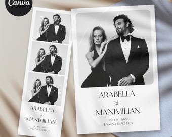 Photo Booth Wedding Strip Template, 2x6 and 4x6 Strip Templates For Wedding, Modern Strip Design Canva Template, Instant Download