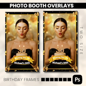 Birthday 360 Photo Booth Overlay, 360 Spin Booth Overlay, 360 Portrait Overlay, Black and Gold, Snappic, LumaBooth,TouchPix, RevoSpin