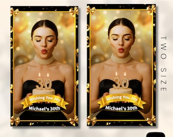 Birthday 360 Photo Booth Overlay, 360 Spin Booth Overlay, 360 Portrait Overlay, Black and Gold, Snappic, LumaBooth,TouchPix, RevoSpin