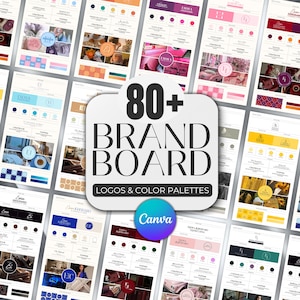 80+ Brand Kit Template, Editable Brand Board Canva Templates, Brand Board Kit Template, Mood Board, Pre-Made Branding Kit Template