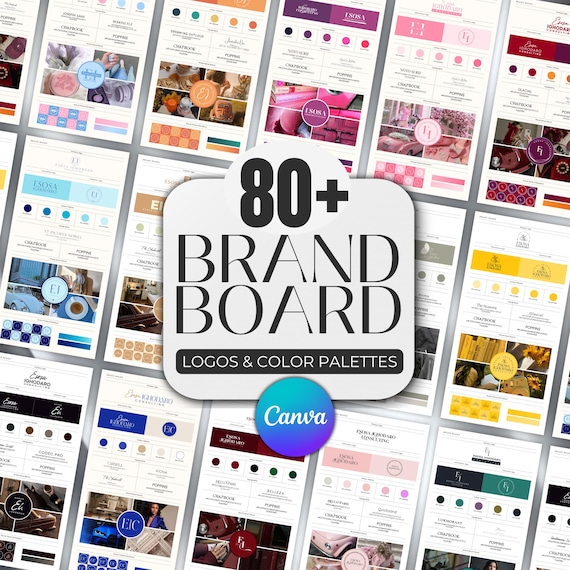 80+ Brand Kit Template, Editable Brand Board Canva Templates, Brand Board Kit Template, Mood Board, Pre-Made Branding Kit Template