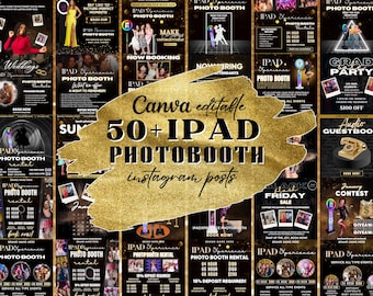 iPad Photobooth Instagram Template, 50 Photobooth Social media posts, Editable selfie photobooth Photobooth event flyer, Instant download