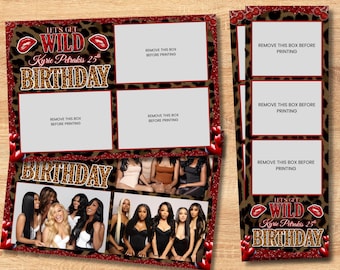Cheetah Print Photo Booth Template, Red Cheetah Photo Strip Template For Birthday Party, 2x6 and 6x4, Canva Template, Instant Download