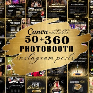 50+ 360 Photo Booth Flyers, Photo Booth Rental Flyers, Photo Booth Instagram Templates, 360 Photo Booth Business, Canva Template