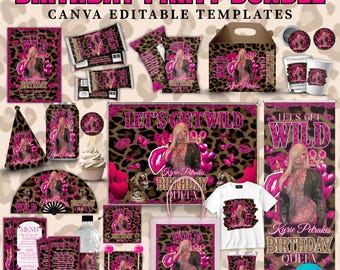 Pink Cheetah Birthday Bundle,Birthday Party Decor, Cheetah Birthday Chip Bag, Backdrop,Birthday Flyer,Birthday Pink Cheetah  Birthday Banner