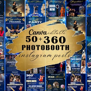 50+ 360 Photo Booth Flyers, Photo Booth Rental Flyers, Photo Booth Instagram Templates, 360 Photo Booth Business, Canva Template