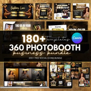 360 Photo booth Business Bundle In Gold, Acuity Scheduling Templates, 360 photobooth Info Page, 360 Photo Booth Instagram Business Templates