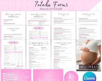 Doula Intake Forms Bundle, Editable Doula Business Forms, Doula Contract Template, Doula Client Intake Forms, Birth Doula Intake Forms