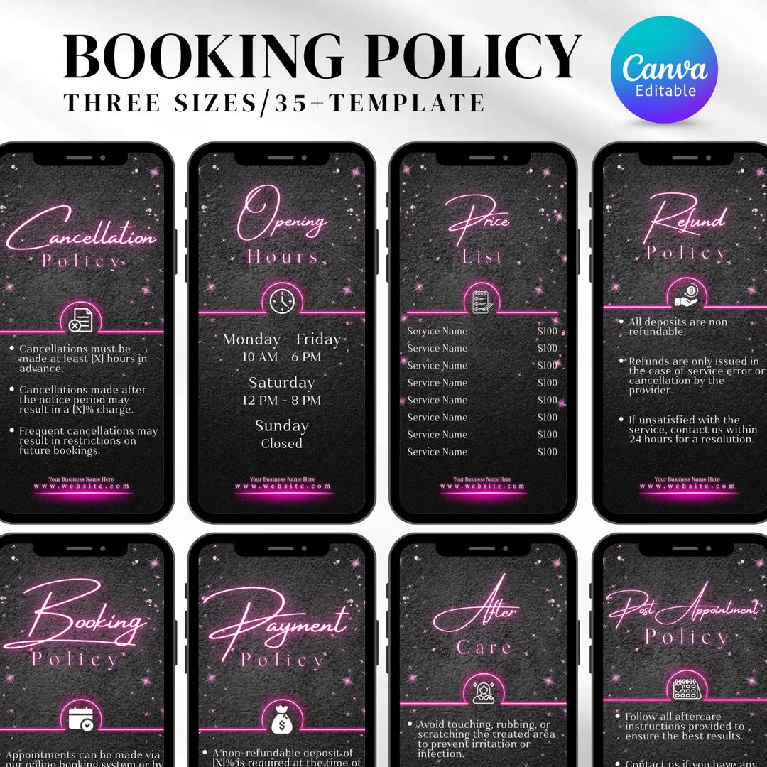 35+ Booking Policy Templates, Editable Booking Policies for Instagram ...