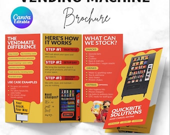 Vending Machine Brochure Business Template, Vending Machine Trifold Brochure,Vending Machine Advertisement, Vending Brochure, Vending Flyer