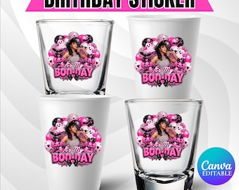 Styrofoam Cup Sticker Template, Halloween Birthday Party Cup Sticker, It's My Boo-Day, Canva Template, Instant Download