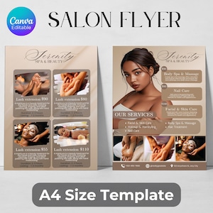 Diy Beauty Salon Flyer Canva Template, Hair Makeup Nail Salon Flyer, Esthetician Beautician Flyer design, Flyer Beauy Salon Aid