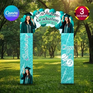 Graduation Entrance Arch Design, Editable Graduation Arch Template, Balloon Arch Template, Graduation Party Decor, Canva Template