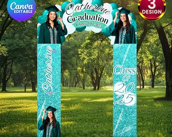 Graduation Entrance Arch Design, Editable Graduation Arch Template, Balloon Arch Template, Graduation Party Decor, Canva Template