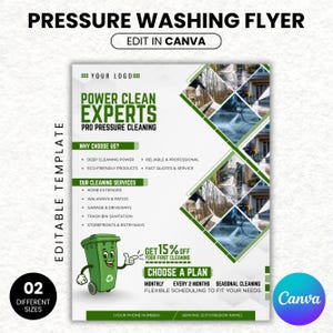 Bearbeitbarer Druckwäscher Flyer Canva Vorlage, Mülleimer Reinigung Flyer, Druckwäsche Wohn- und Gewerblicher Reinigung Flyer