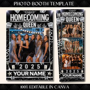 Homecoming Photo Booth Strip Template, 2 sizes, Photobooth Frame Strip,Photobooth Overplay, Digital Photobooth template, Canva Template