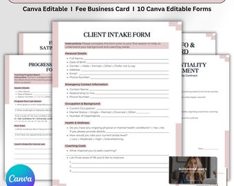 Bundel Life Coach-formulieren, intakeformulieren en contract voor Life Coach-klant, toestemmingsformulier coach, zakelijke coachingformulieren, sjablonen coachingformulieren