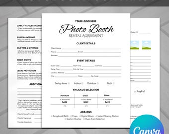 Photobooth Rental Agreement Canva Editable Template, Photobooth Contract Template, Photobooth Rental Contract, Event Booth Contract Canva
