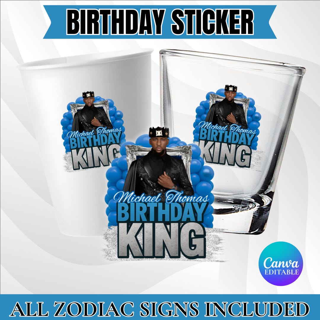 Blue Birthday Sticker, Styrofoam Cup Sticker, Shot Glass, All Zodiac ...