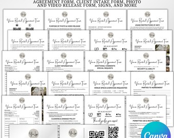 Event Venue Rental Contract Service, Venue Rental Agreement Forms Bundle, Wedding Venue Intake Forms, Event Services Agreement,Venue Package