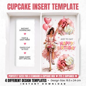 Design för tack-muffinsinlägg, utskrivbar muffinsask, gör-det-själv-presentask med blommigt motiv, direktnedladdning