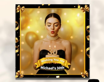 Birthday 360 Photo Booth Overlay, 360 Spin Booth Overlay, 360 Portrait Overlay, Black and Gold, Snappic, LumaBooth,TouchPix, RevoSpin