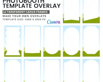 360 Photobooth Overlay Frames Templates, Canva Templates, 1080 x 1920 Photo Booth Overlays Easily, 12 Transparent Center Frame, 360 Spinner