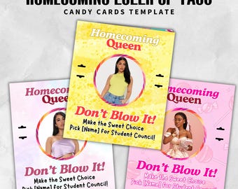 Don't Blow It, Homecoming Lollipop Tags, Homecoming Candy Card tags, Homecoming Campaign Lollipop Tags Canva Template, Homecoming Queen