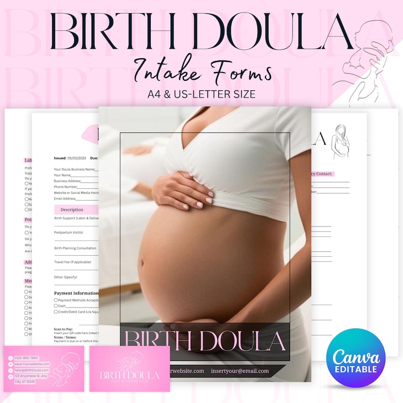 Doula Intake Forms Bundle, Editable Doula Business Forms, Doula ...