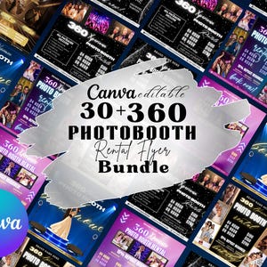 360 Photo Booth Rental Flyers Bundle, 360 Photobooth Templates, 360 Photo Booth Social Media Posts, 360 Photobooth Instagram Posts, Canva