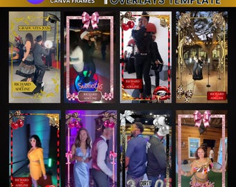 360 Spin booth Video Overlay Templates Bundle, Cheetah, Graduation, Dirty 30 Overlay, 5+ Photo Booth Party Overlays, Editable In Pro Canva