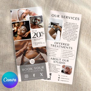 Flyer de cartão de visita editável, Flyer de marketing moderno para pequenas empresas, Flyer de publicidade empresarial, Flyer para esteticista, Modelo Canva