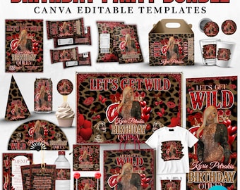 20 Geparden Geburtstag Vorlagen Bundle,Geburtstags-Party-Dekor, Geparden-Geburtstag-Chip-Tasche, Hintergrund,Geburtstag Flyer, Geburtstagsbanner