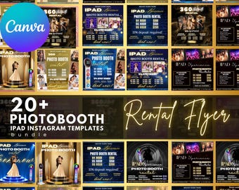 iPad Photobooth Flyers, iPad Photobooth Rental Templates, iPad Photo Booth Social Media Posts, iPad Photobooth Instagram Posts, Canva