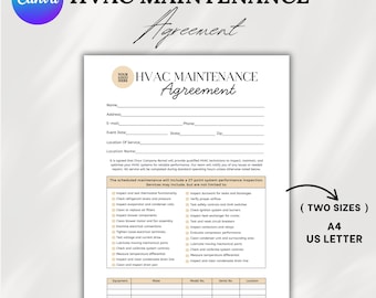Plantilla de contrato de mantenimiento de HVAC, mantenimiento comercial de HVAC, plantilla de mantenimiento de HVAC, plantilla de contrato de HVAC de Canva