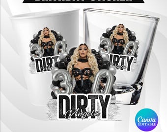 30th Birthday Party Cup Template, Dirty 30 Styrofoam Cup Sticker, Shot Glass, All Zodiac Signs, T-Shirt Design, Canva Template