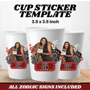 Casino Birthday Cup Design,Casino Shot Sticker,Styrofoam Cup Sticker, Casino Poker Design,Styrofoam Cup Sticker Template, Editable Party Cup